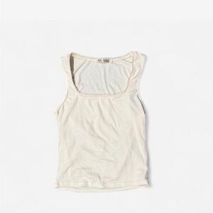 Francesca's Collections Cream Fitted Tank Top